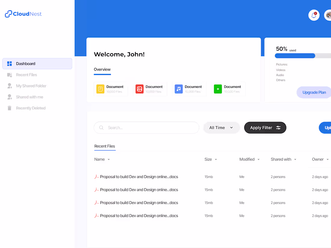 Cover image for CloudNest: A cloud based file sharing and storage platform.