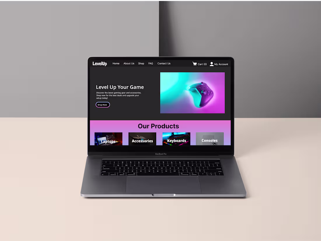 Cover image for LevelUp Tech Gaming E-Commerce Website, UX/UI Design