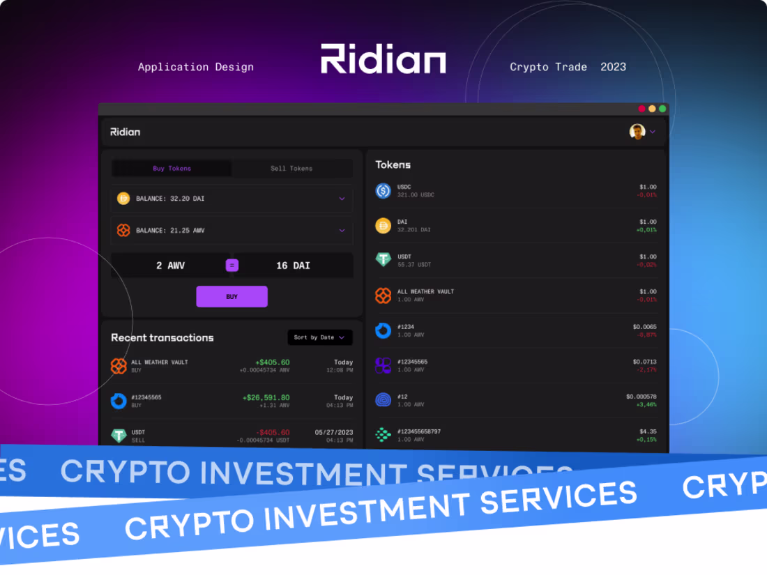Cover image for Ridian Crypto trade Web Platform design