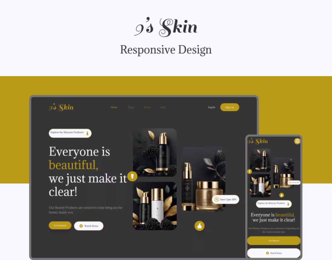 Cover image for 9's Skin - Skincare Products | Responsive Design | Landing Page