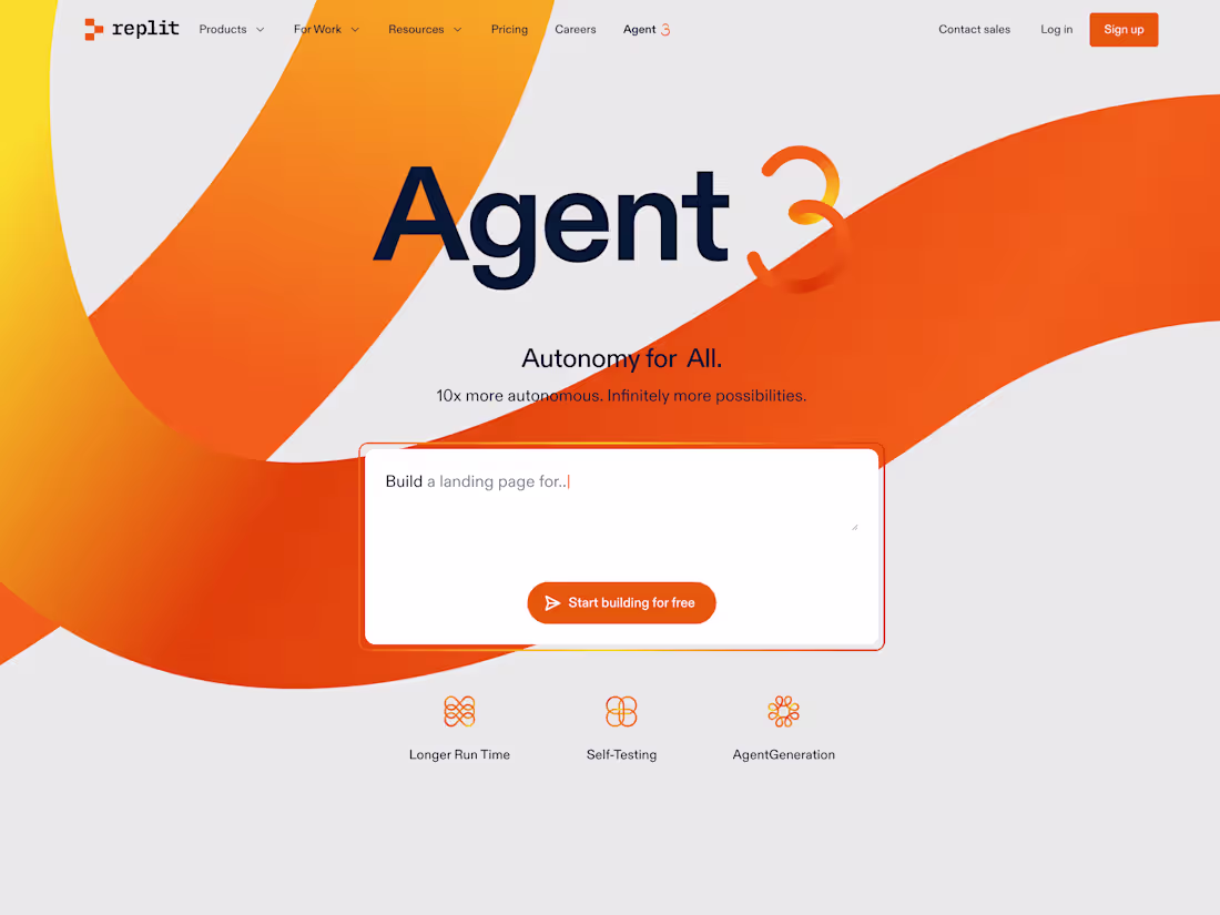 Cover image for Replit Agent 3 product launch page