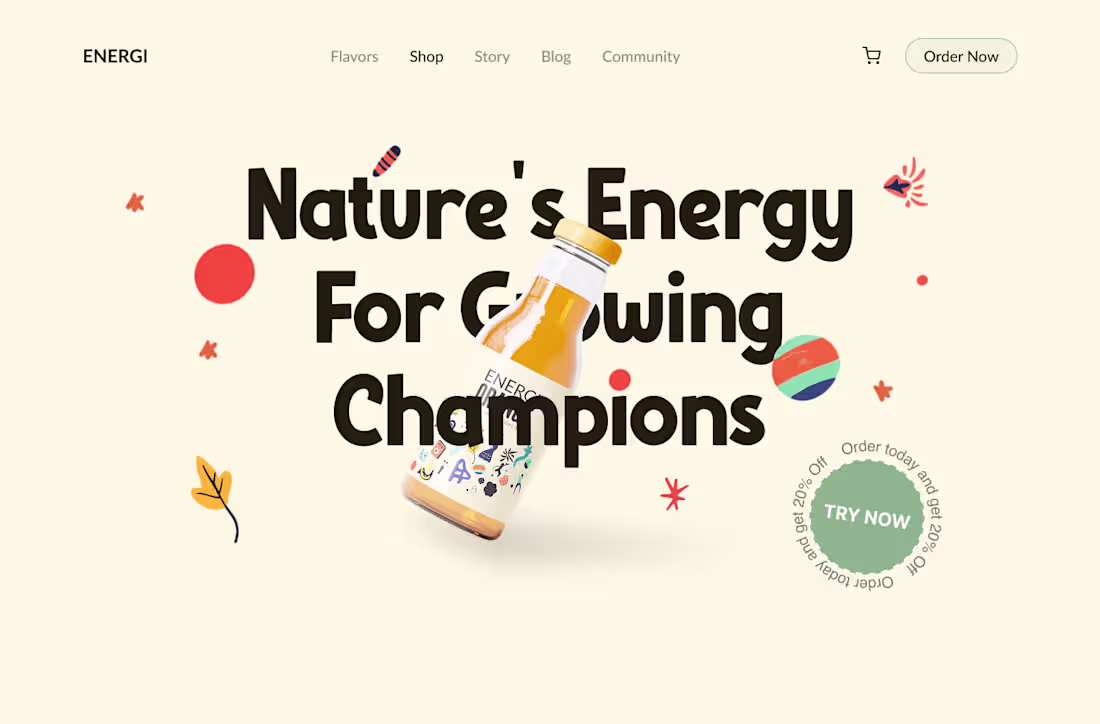Cover image for Energi Landing Page -  Design for Children's Energy Drink