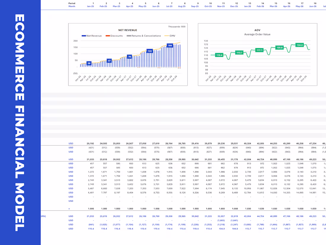 Cover image for Custom-Made Ecommerce Financial Model