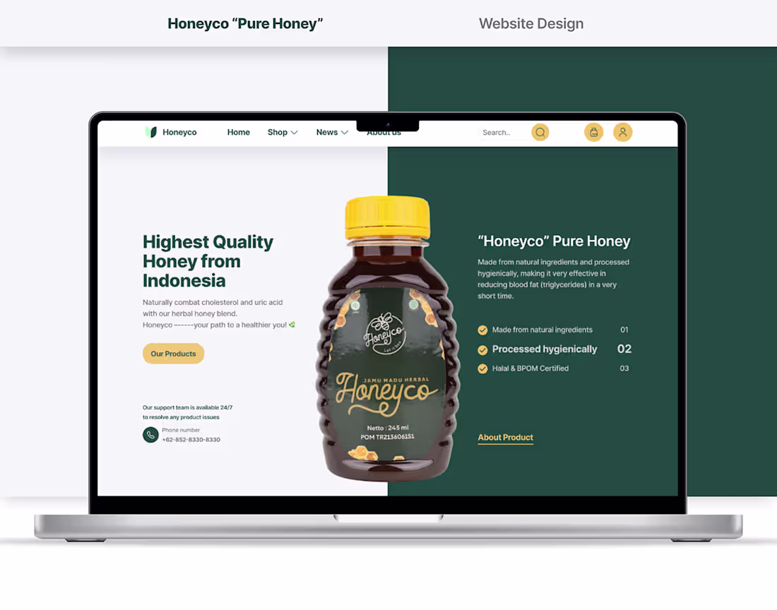 Cover image for Honeyco Pure Honey - eCommerce Site Design
