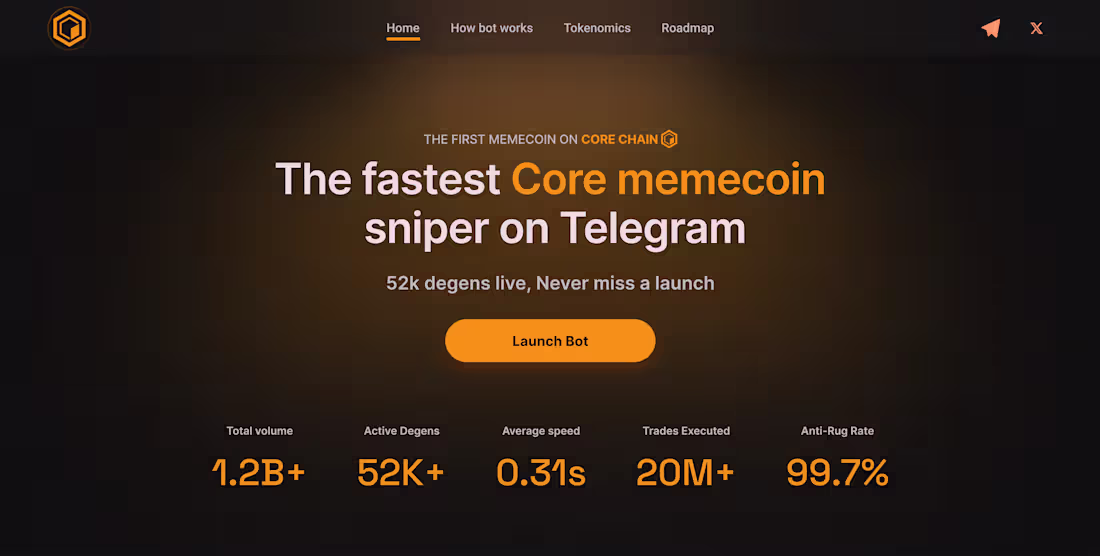 Cover image for I recently designed a landing page for a CORE memecoin snipi...