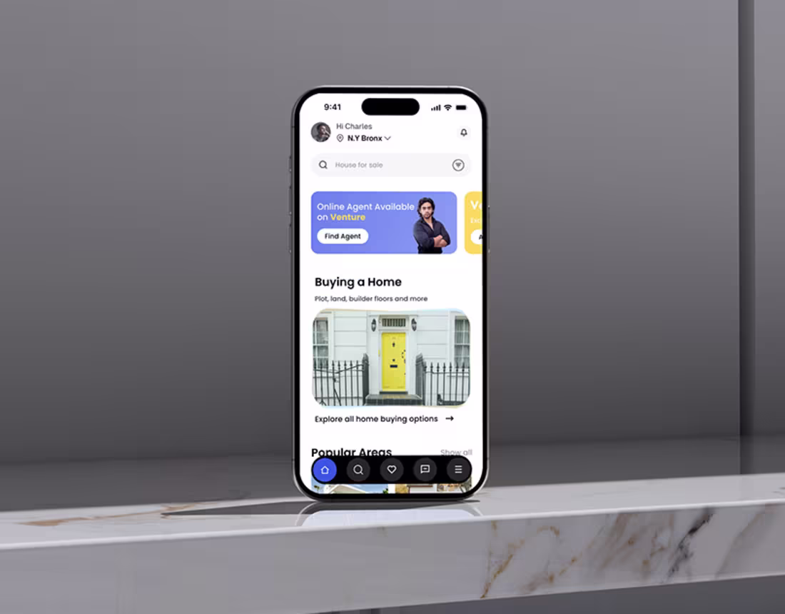Cover image for Venture | Real Estate App UX/UI Case Study :: Behance