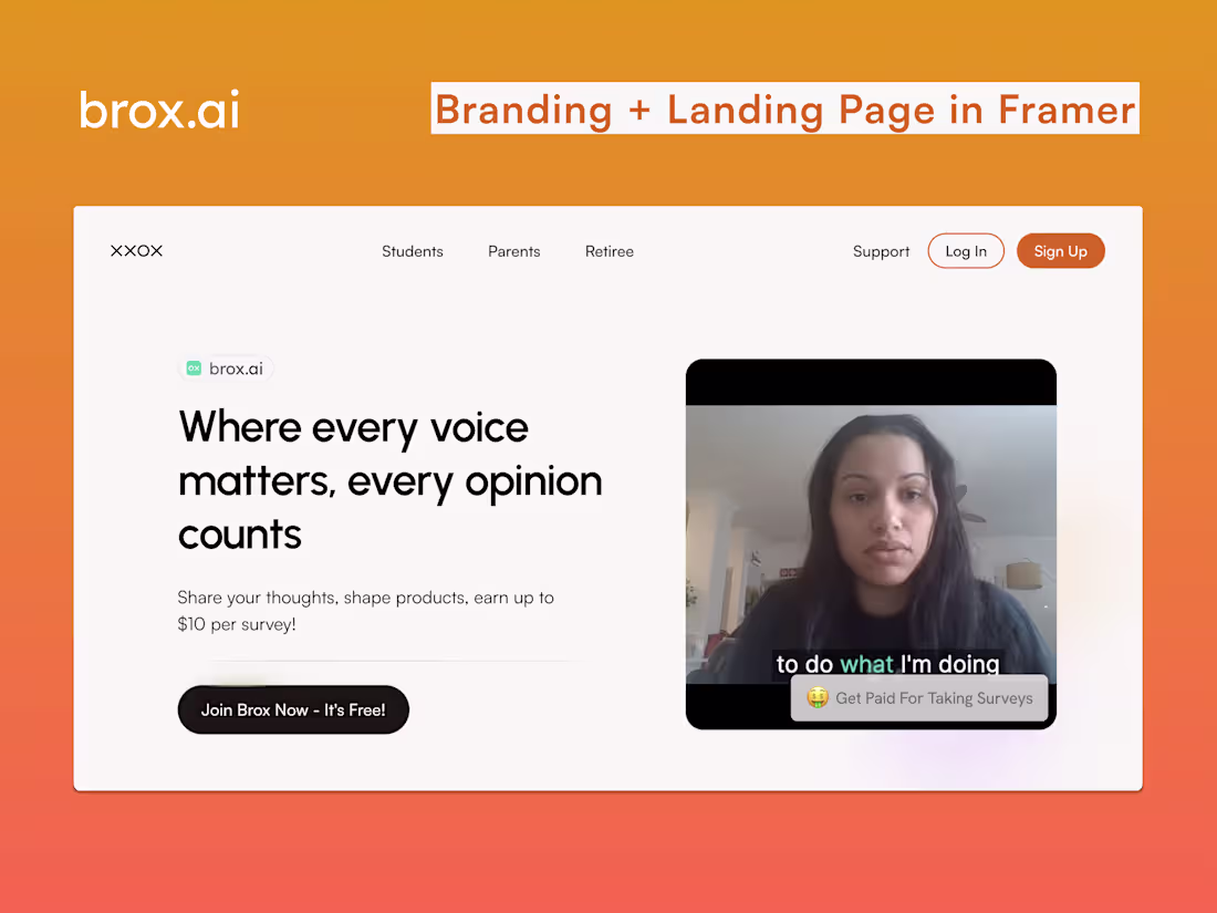 Cover image for brox.ai panel — Branding + Custom Template Design in Framer
