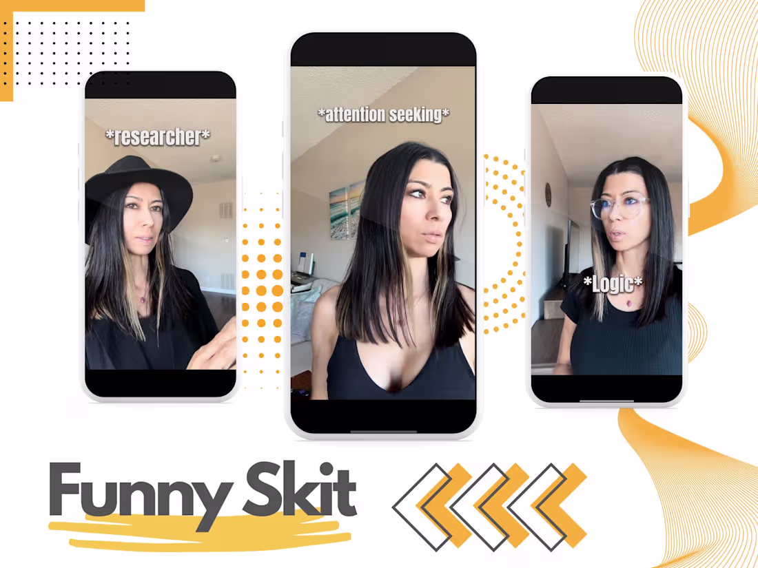 Cover image for 1 Edited Funny Skit Video (60–90 sec) + Written Caption