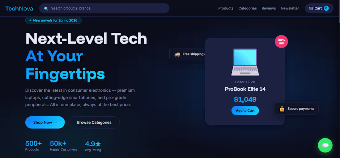 Cover image for Tech E-commerce Store — TechNova
