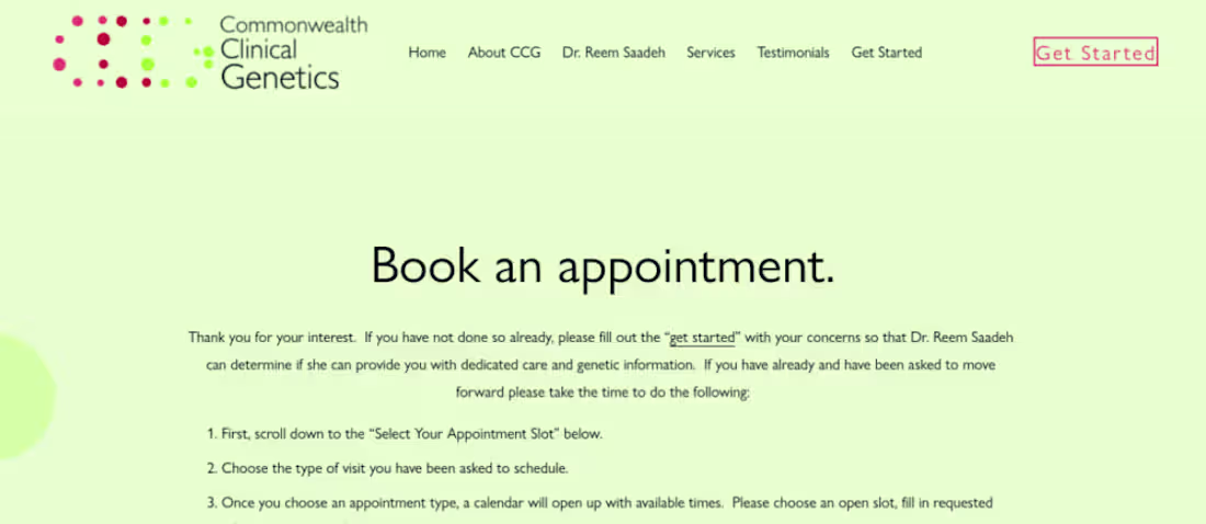 Cover image for A Booking System Completed for a Clinical Genetics Company