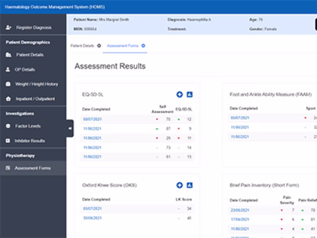 Cover image for NHS - Haemophilia Outcome Management System (HOMS)