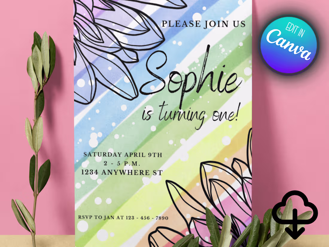 Cover image for Rainbow Birthday Invitation