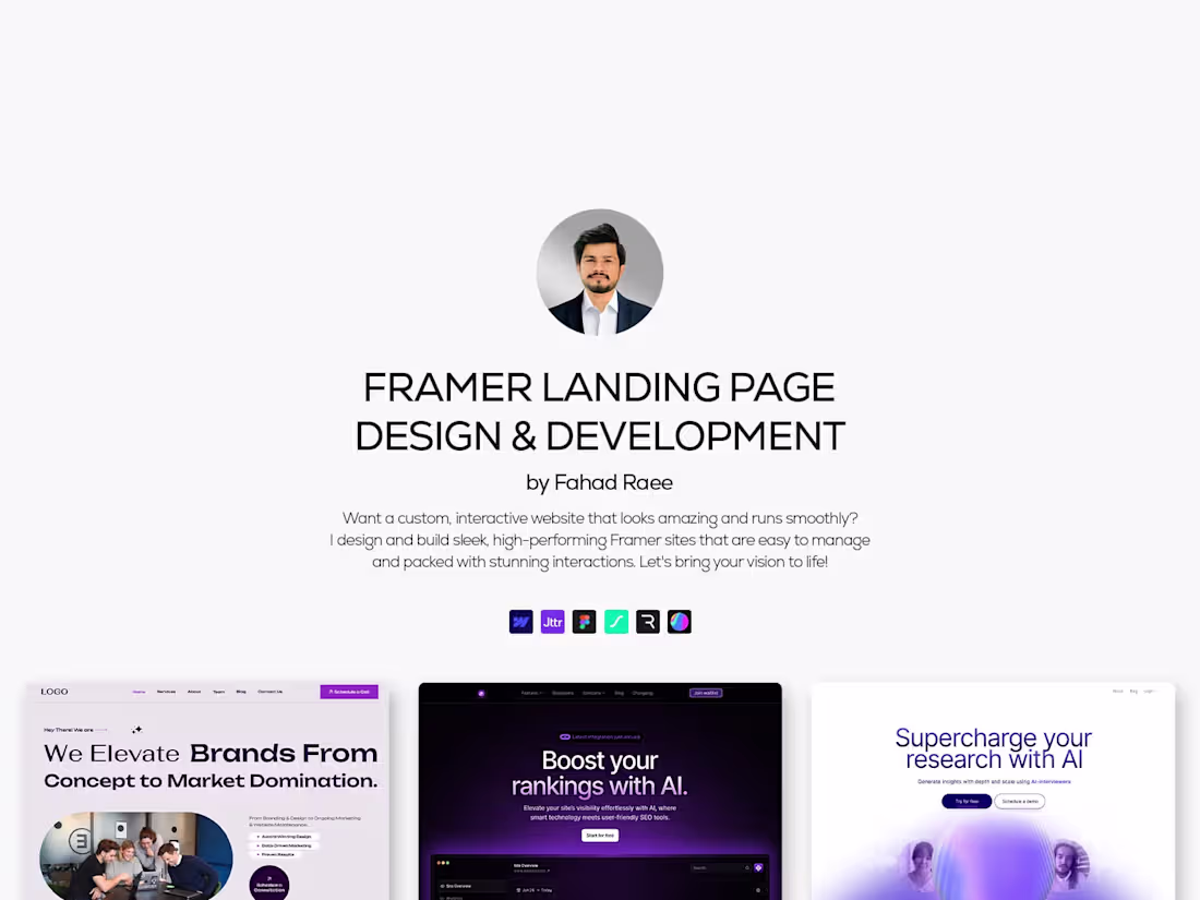 Cover image for Framer • Landing Page Design & Development