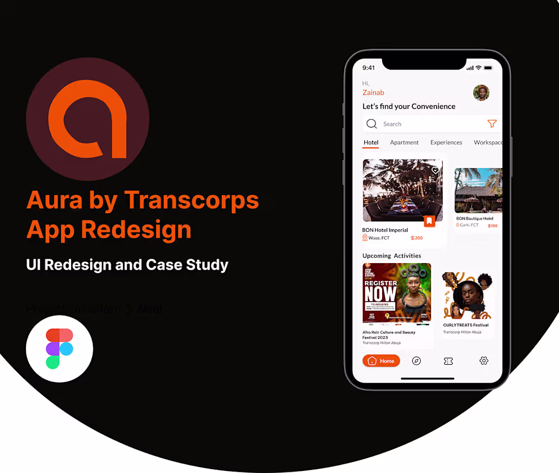 Cover image for AURA APP REDESIGN- AN APP BY TRANSCORPS HOTEL