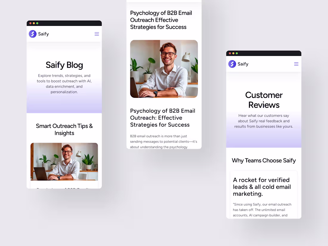 Cover image for Simple UX improves product clarity.
Saify