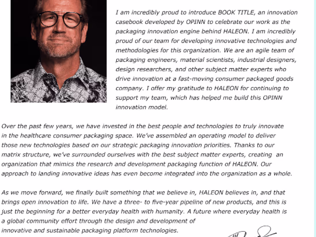 Cover image for Storybook for the Innovation Department at HALEON Heathcare.