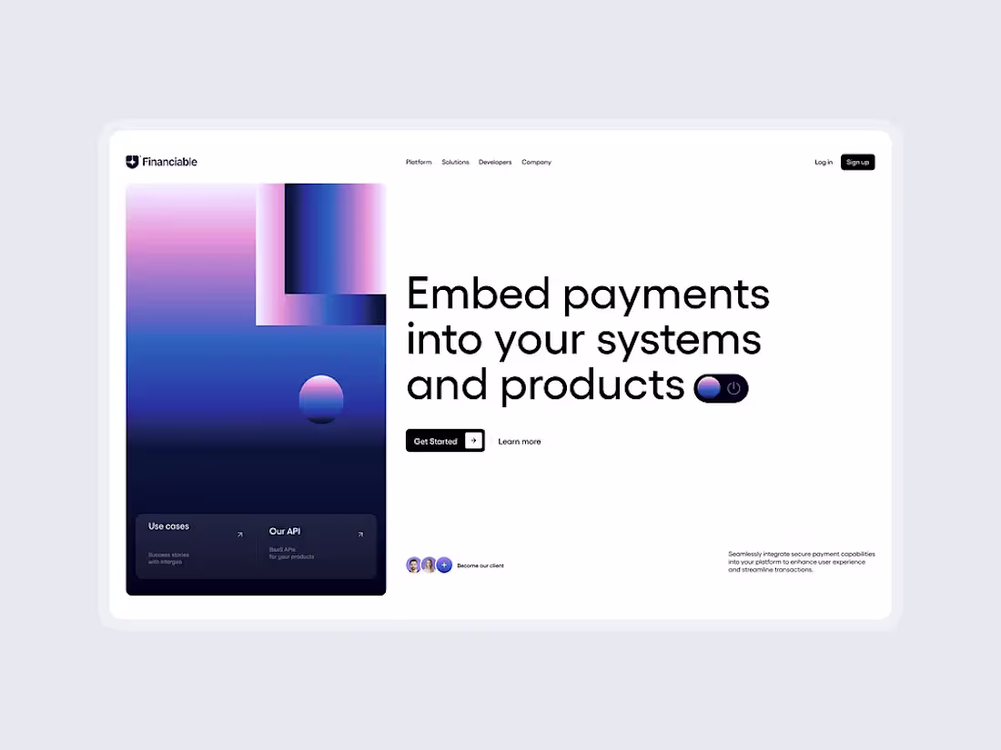 Cover image for Financiable - finance website landing page