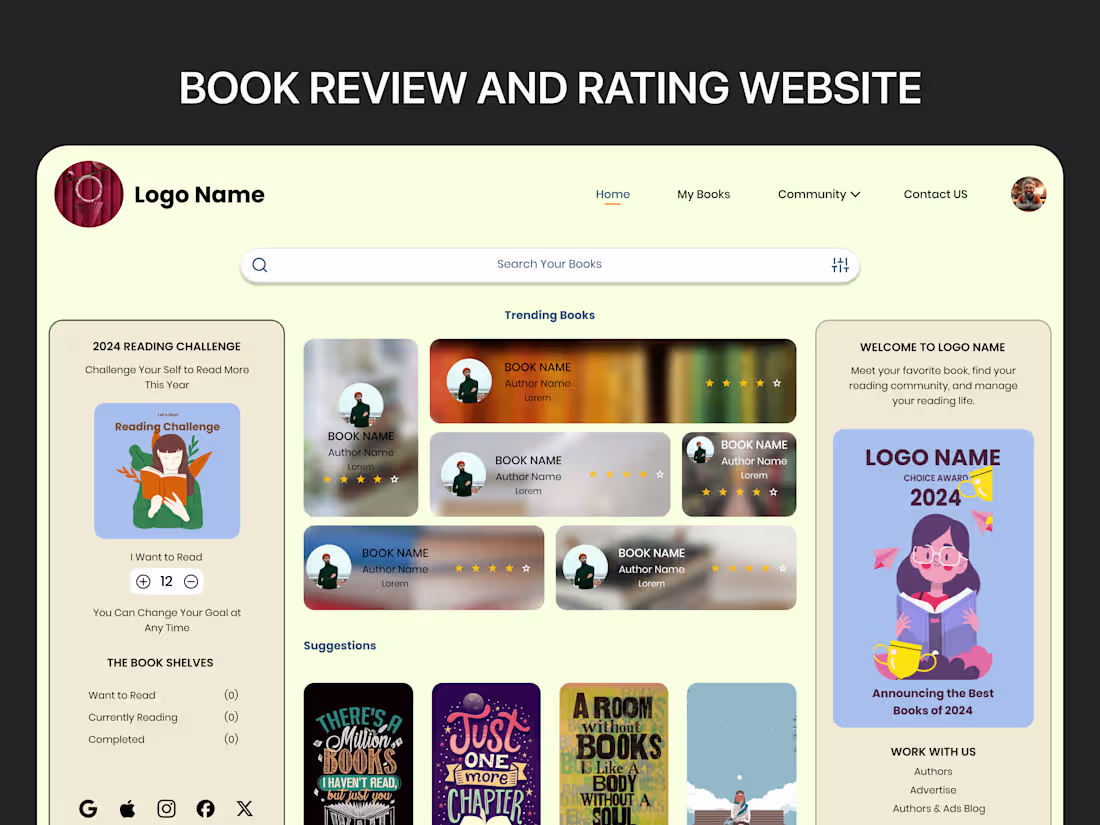 Cover image for Book Review and rating website