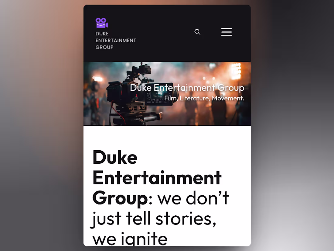 Cover image for Film, Movie & Storytelling Website For Duke Entertainment Group