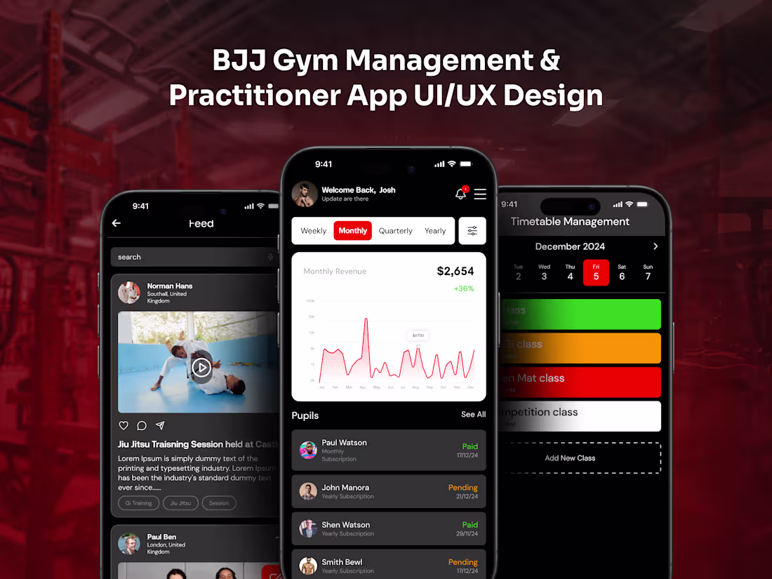 Cover image for BJJ Gym Management & Practitioner App UI UX