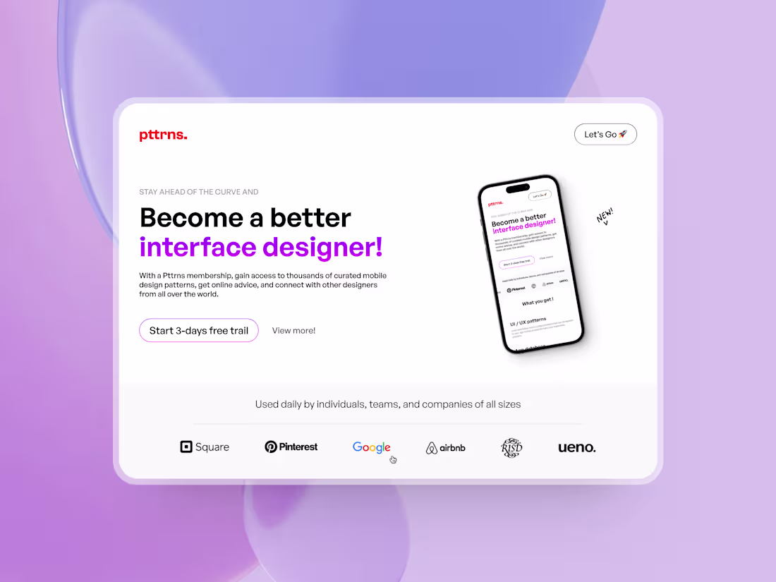 Cover image for Pttrns - website redesign ✨