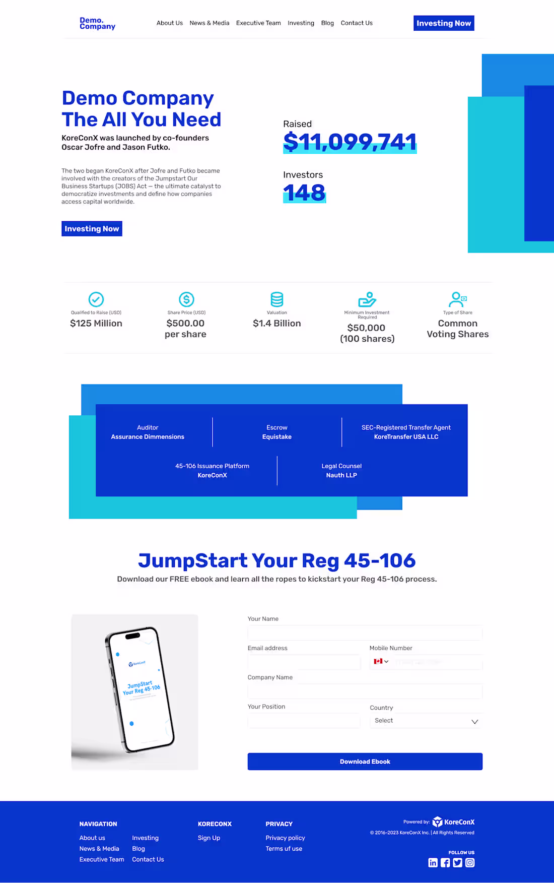 Cover image for KoreConX - Demo Investment Page :: Behance