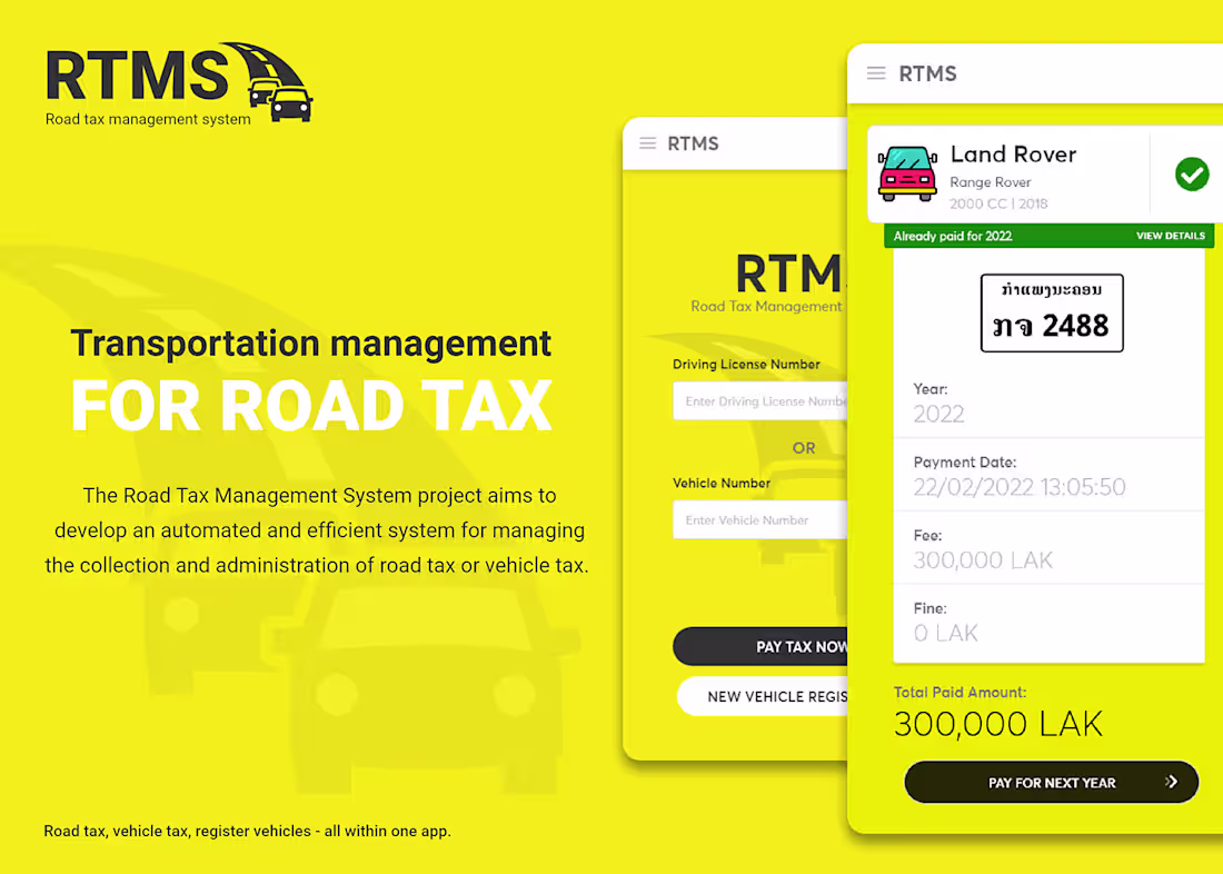 Cover image for Road Tax Management System on Behance