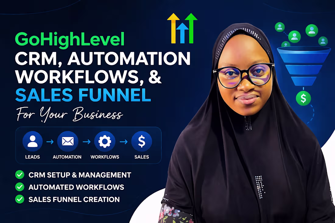 Cover image for GohighLevel CRM,Automation Workflows, Landing page, Sales Funnel