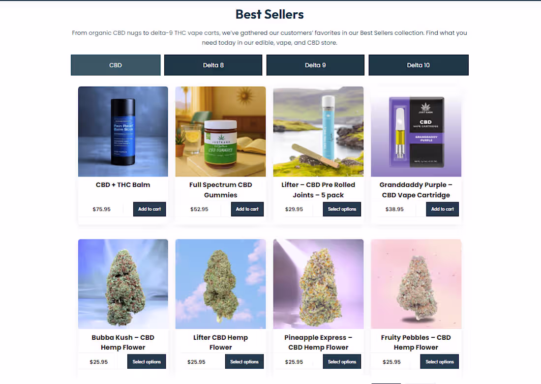 Cover image for WooCommerce |  JustKana Store | Hemp‑Derived CBD/THC