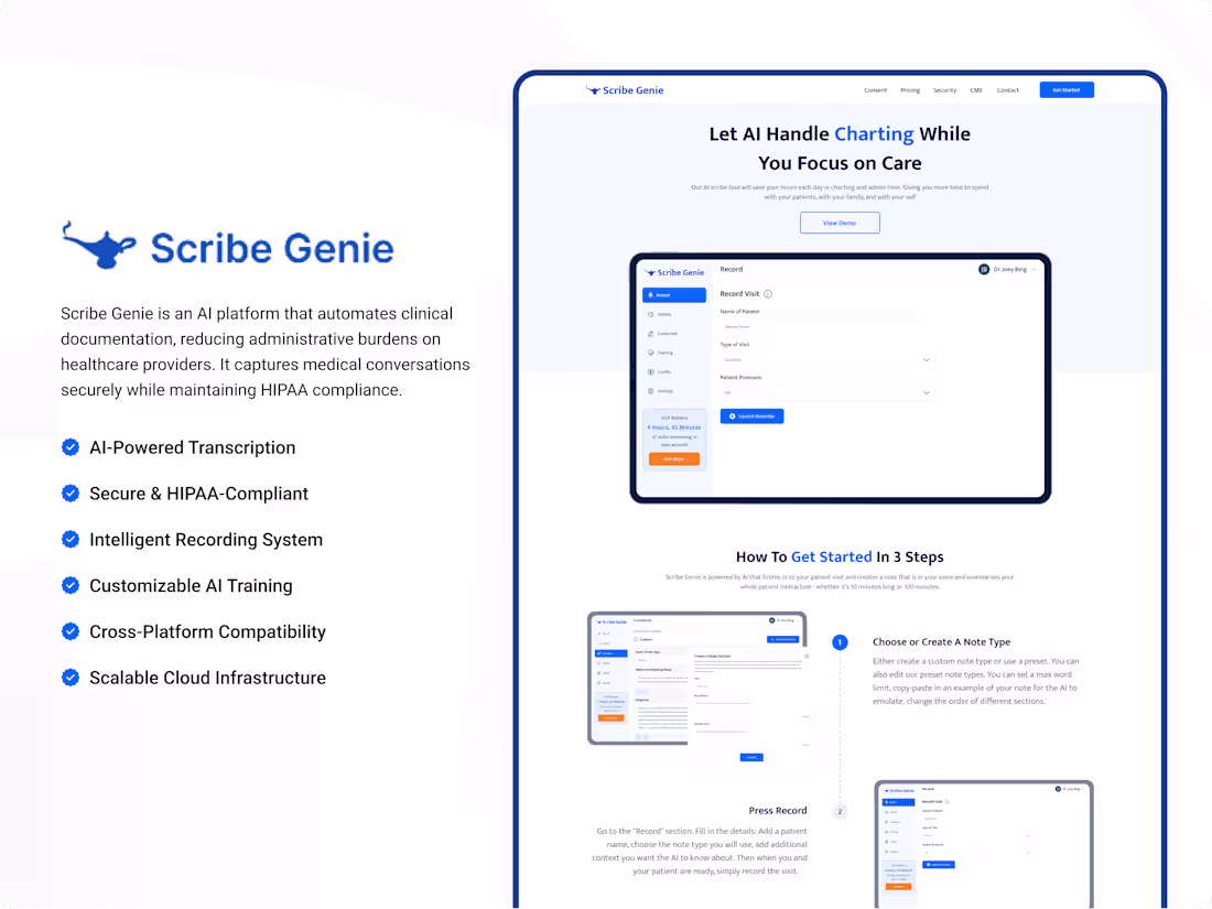 Cover image for Scribe Genie – AI-Powered Clinical Documentation