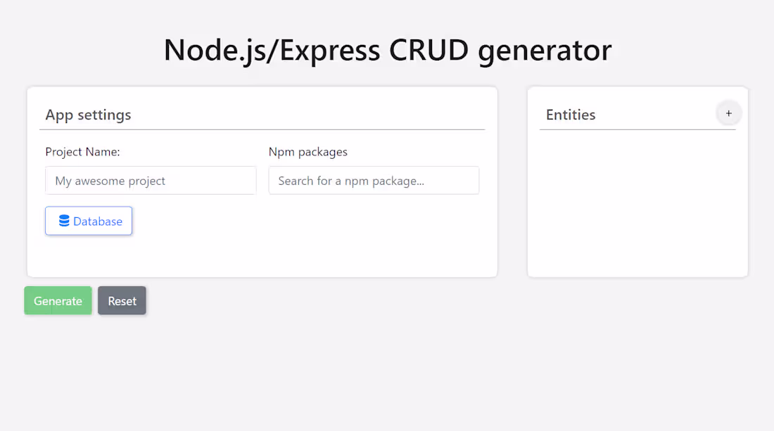 Cover image for Node.js/Express CRUD generator