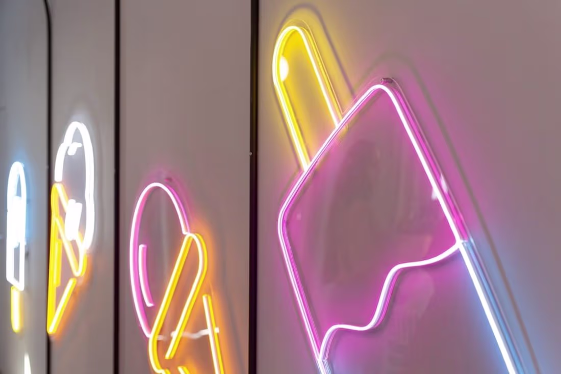 Cover image for Ice Cream Neon Sign and 7 Other Decorations For Your Dessert Sh…