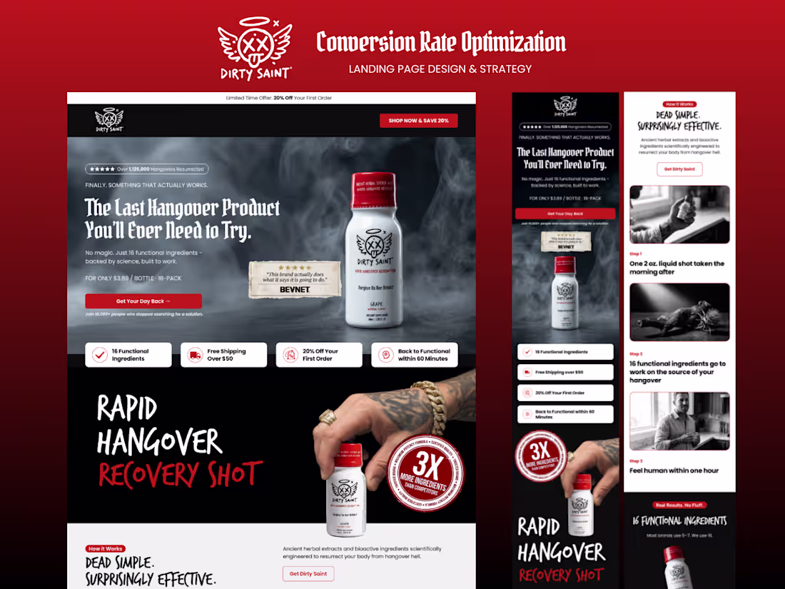 Cover image for Dirty Saint | Conversion Rate Optimized Landing Pages: 4.76% CVR