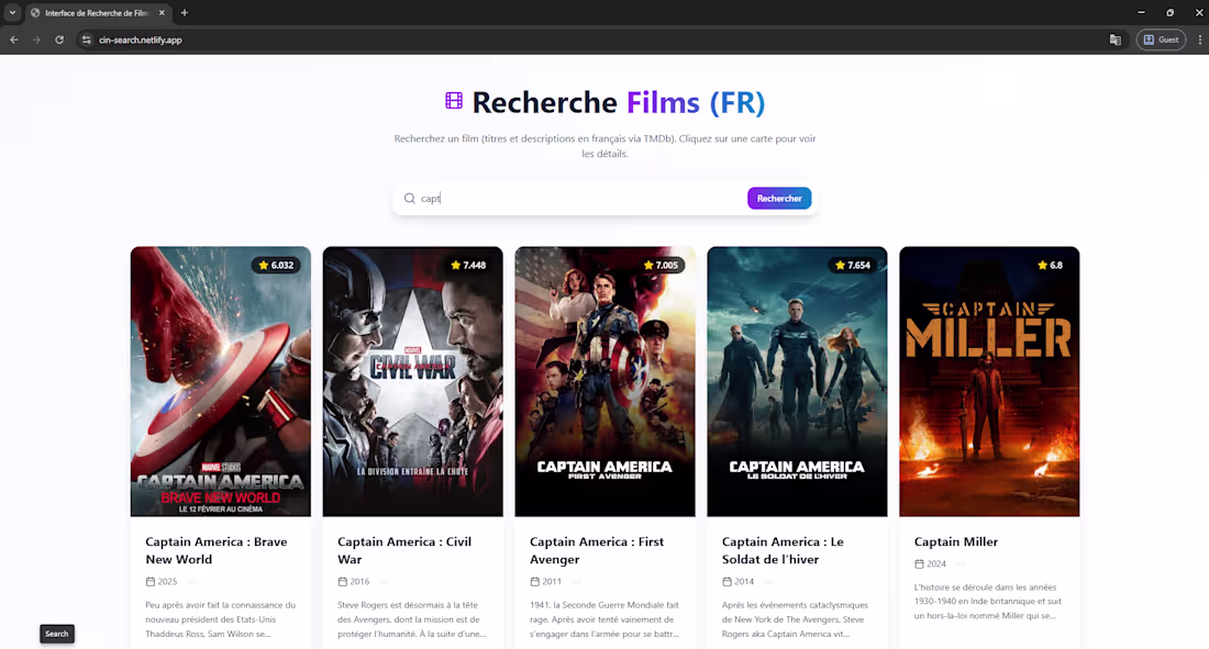 Cover image for Cin-Search – Movie Finder Web App