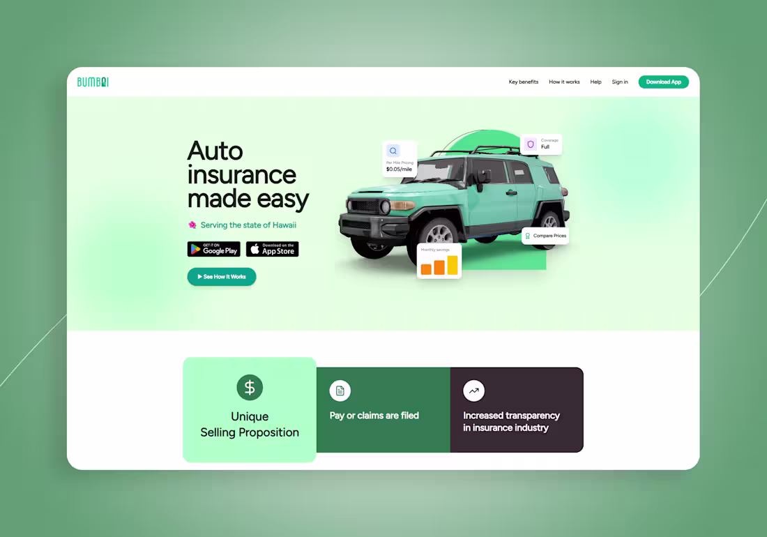 Cover image for Bumbai B2C/DTC Landing Page Design