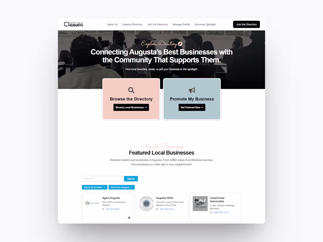 Cover image for Let’s Talk Augusta – Augusta’s Hub for Local Business Discovery