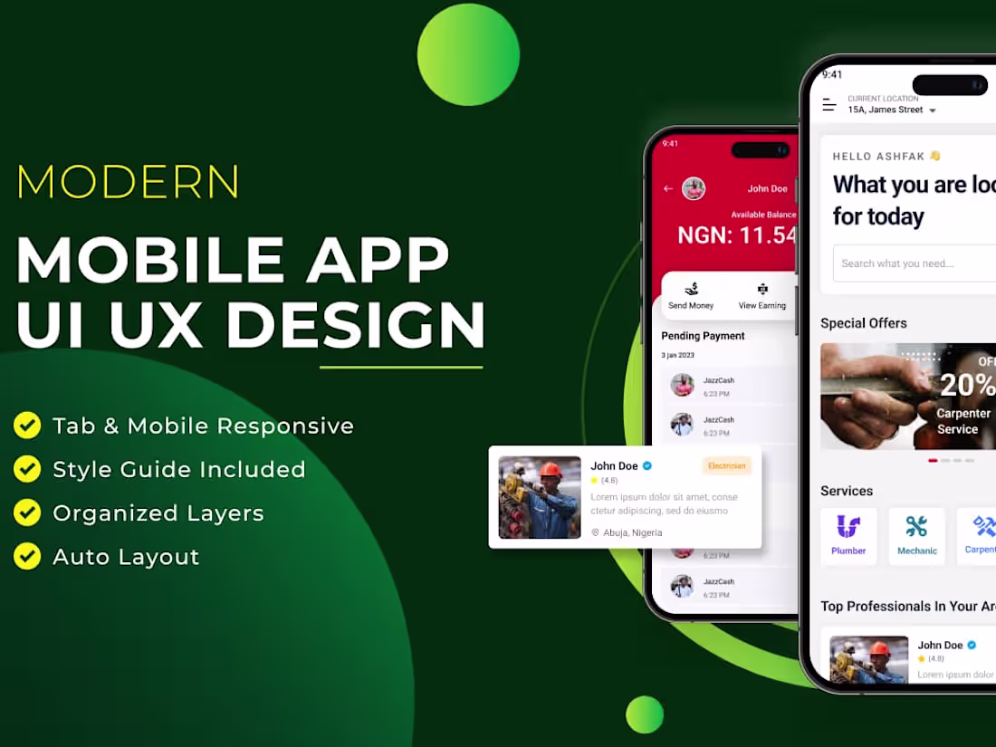 Cover image for I will do Mobile UI UX design in Figma . 