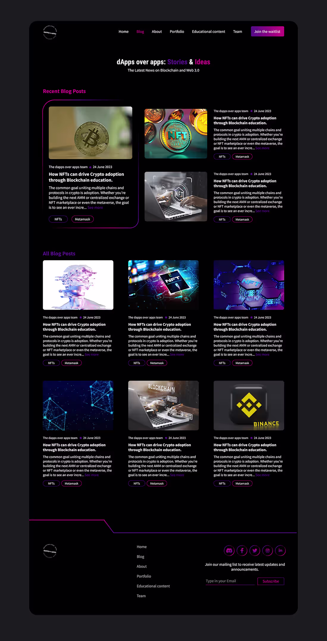 Cover image for dApps over apps Blog page on Behance