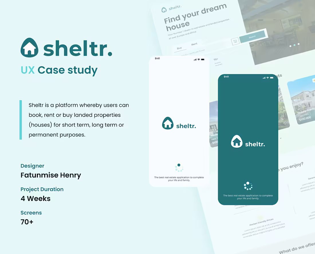 Cover image for Sheltr Apartment Booking Mobile App 