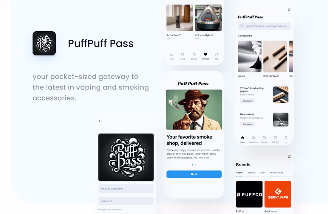 Cover image for PuffPuff Pass | vapes and tobacco shopping app | UI/UX