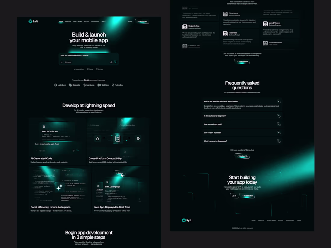 Cover image for Syft Landing Page Design