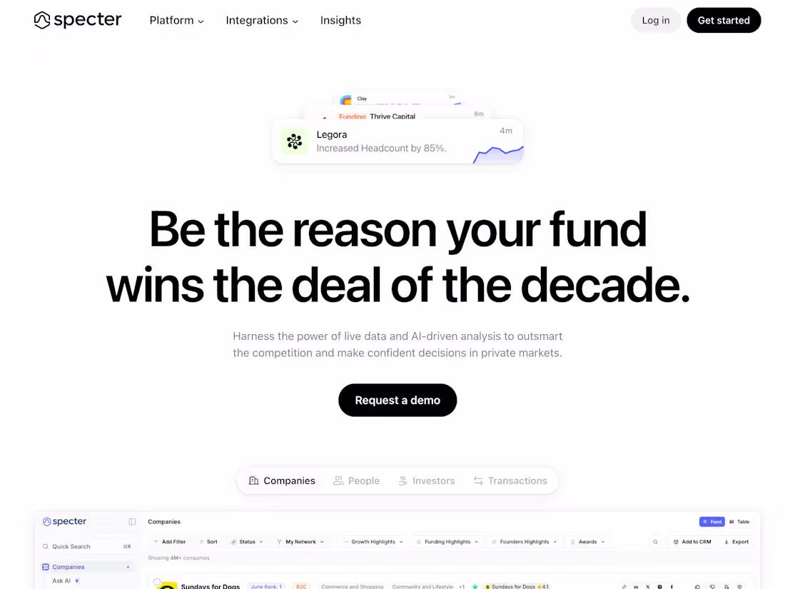 Cover image for Specter: Startup Data Platform