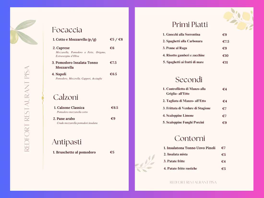 Cover image for Italian Restaurant Menu Design