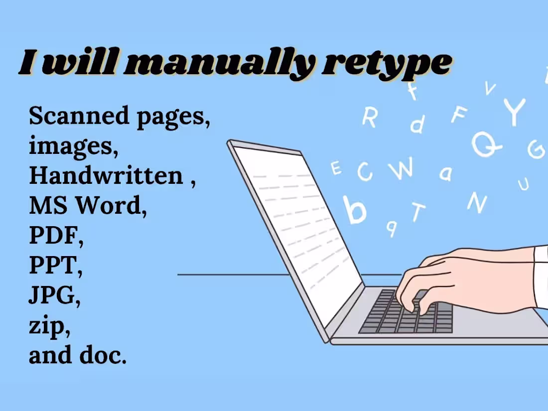 Cover image for DATA ENTRY: MS WORD, EXCEL, FILE CONVERSION, TRANSCRIPTION