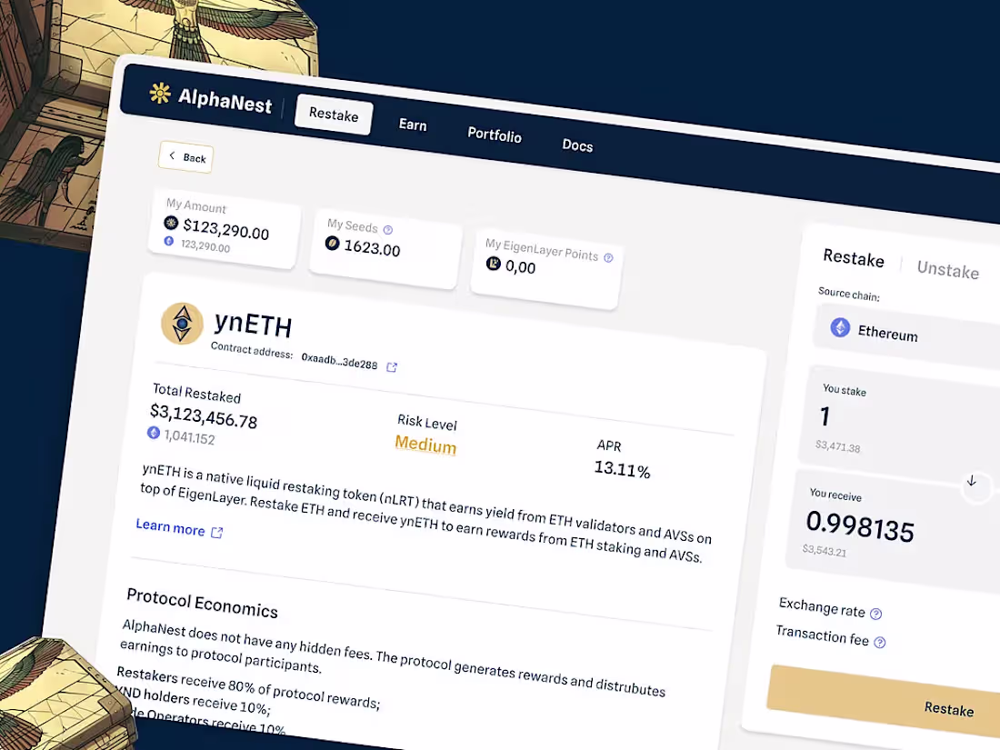Cover image for AlphaNest | Liquid Restaking Platform UI | DeFi & Crypto