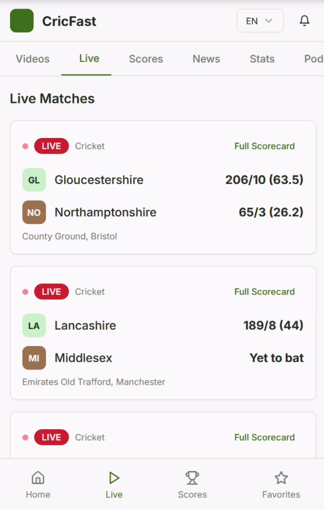 Cover image for CricFast: Real-Time Cricket Scores Web App