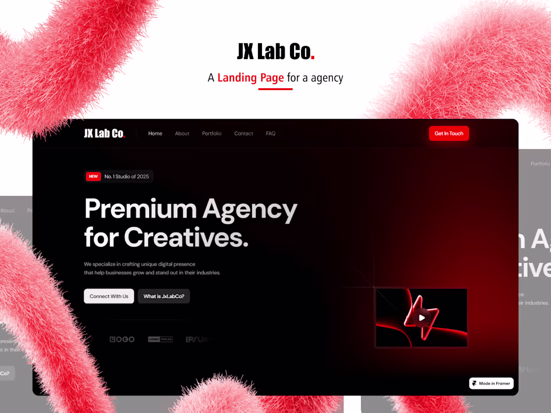 Cover image for JX Lab Co. — A sleek and modern landing page design for a cr...