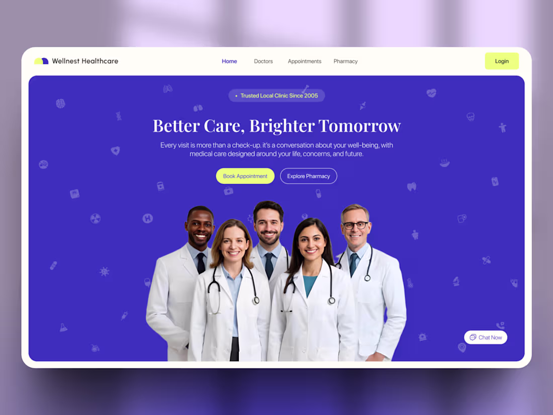 Cover image for Wellnest Healthcare Landing Page Design