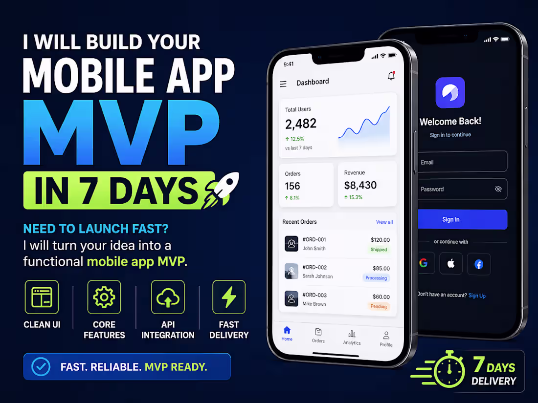 Cover image for MVP Build- I will build your mobile app MVP in 7 days 