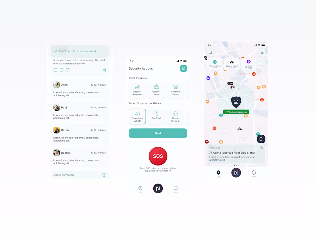 Cover image for Mobile app screens for a Security Company